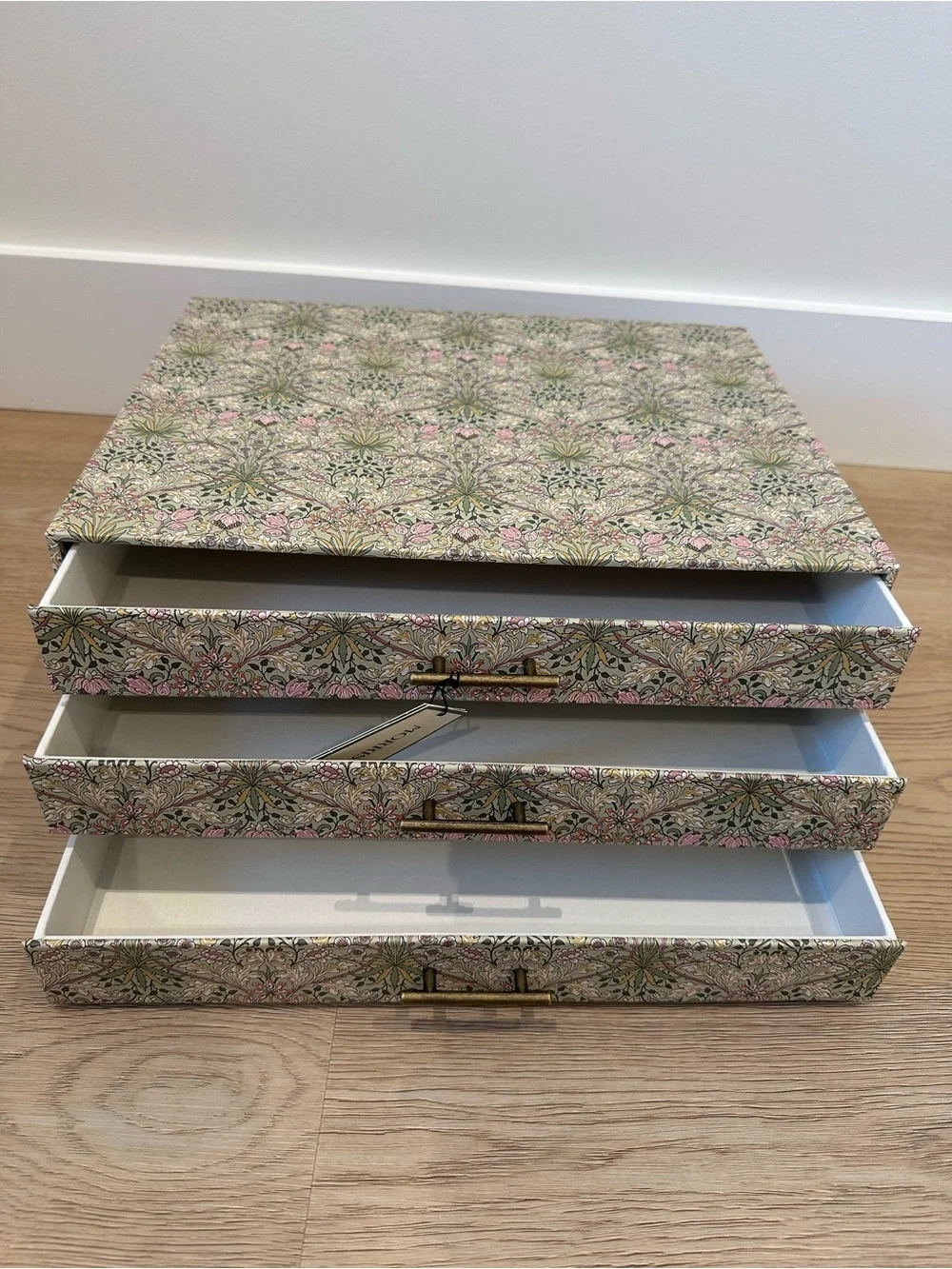 Morris & Co. Floral Pattern Desktop Organiser Set - Pink & Green